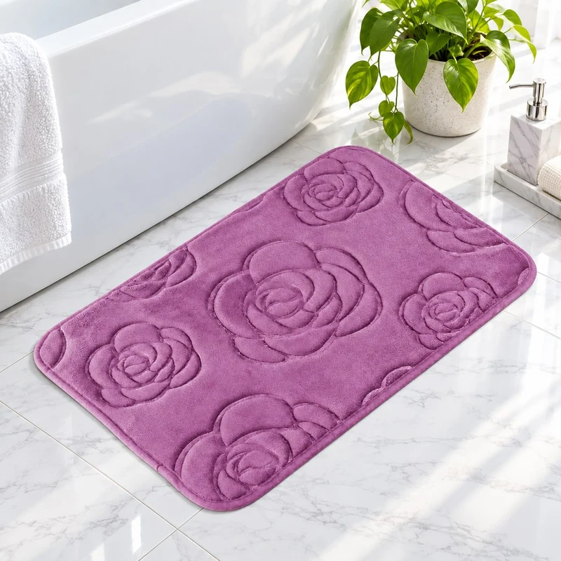 Tapis de bain design rosier