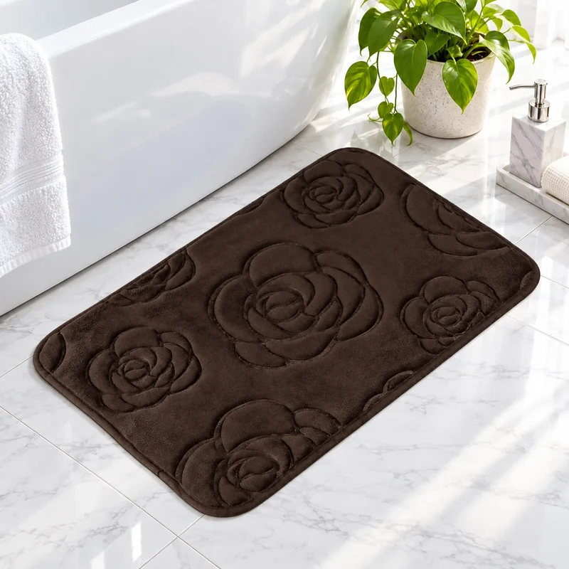 Tapis de bain design rosier