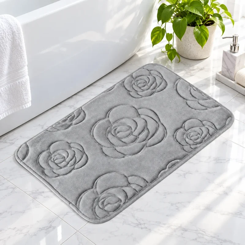 Tapis de bain design rosier
