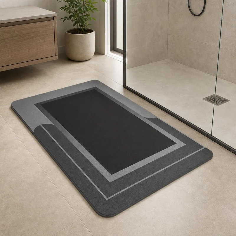 Tapis de bain design gris