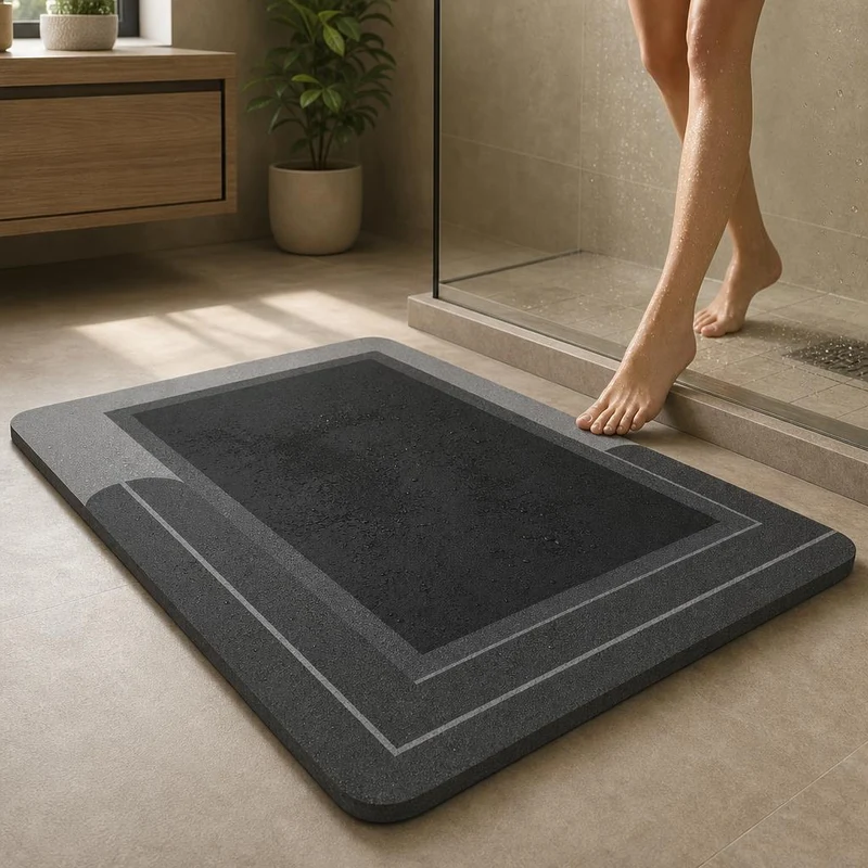 Tapis de bain design gris