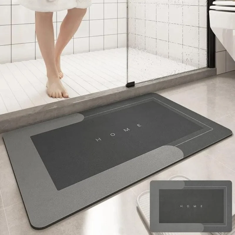 Tapis de bain design gris