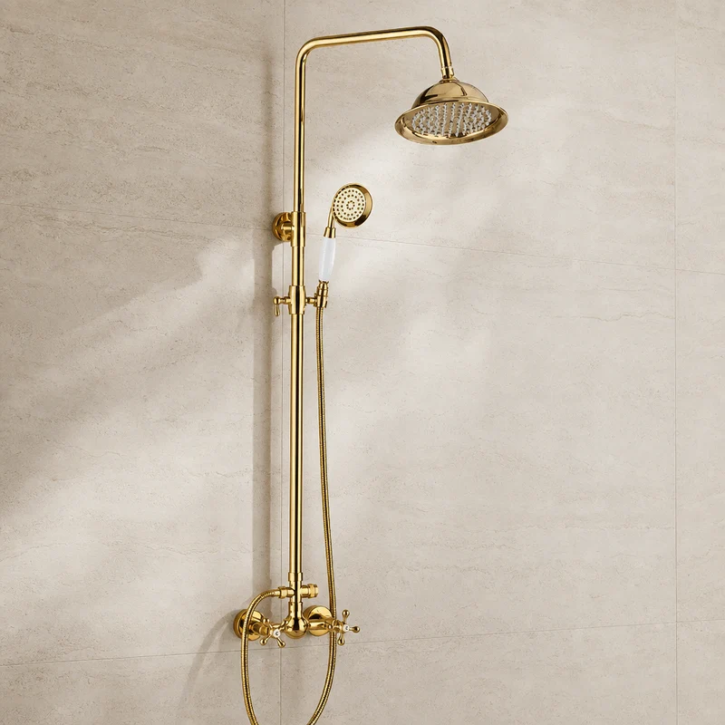 Colonne de douche dorée vintage