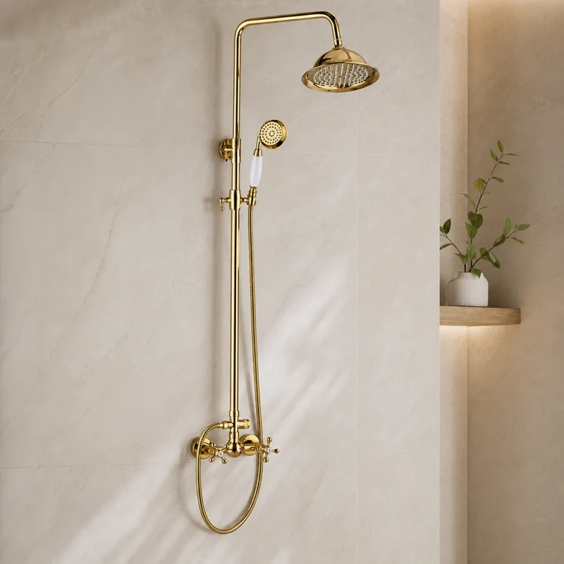 Colonne de douche dorée vintage