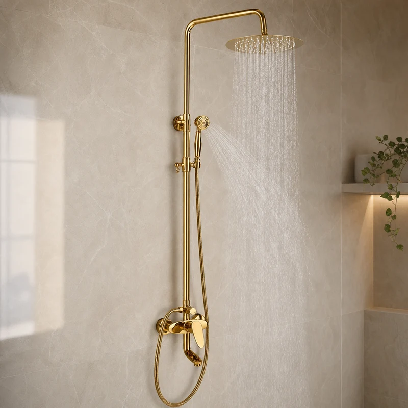 Colonne de douche dorée retro