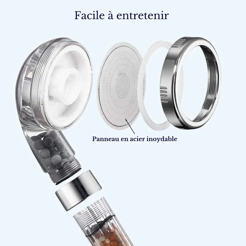 Pommeau de douche rond filtrant à trois modes