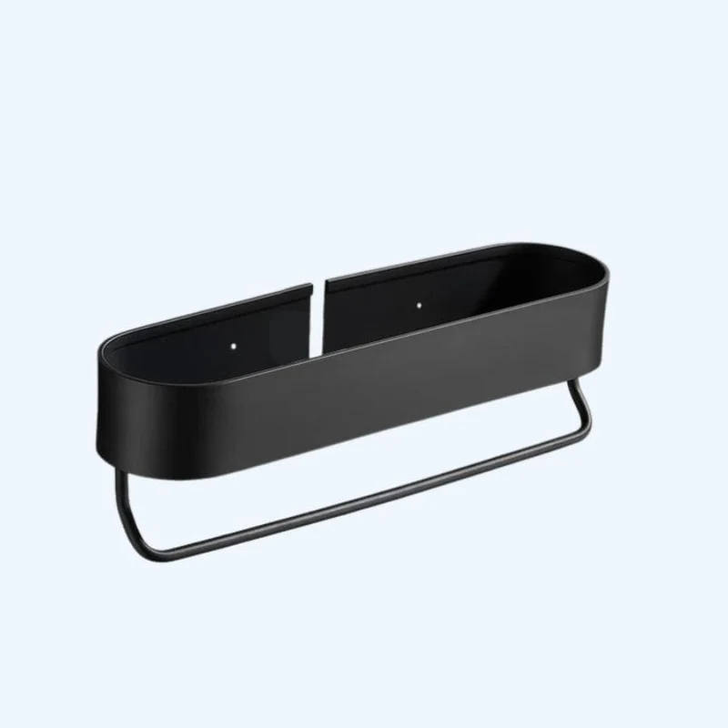 Étagère de douche noire arrondie avec porte serviettes