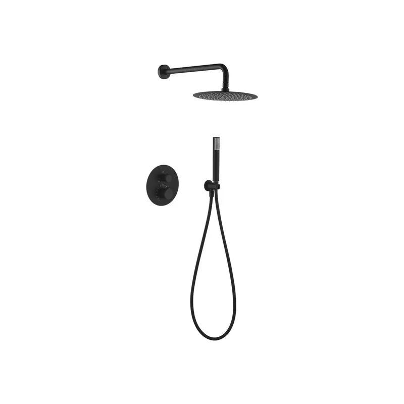 Ensemble de douche encastrable Thermostatique - Line Noir Mat