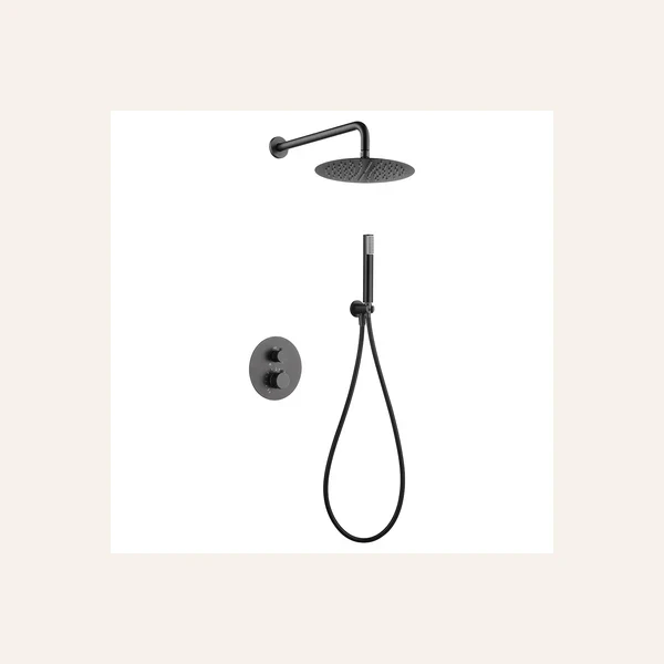 Ensemble de douche encastrable Thermostatique - Line Black Gun Metal