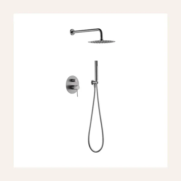Ensemble de douche encastrable monocommande - Line Nickel Brossé