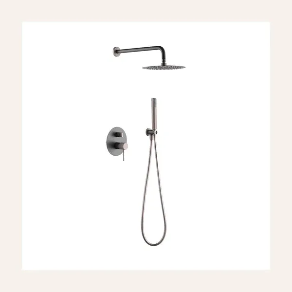 Ensemble de douche encastrable monocommande - Line Gris Mat / Champagne