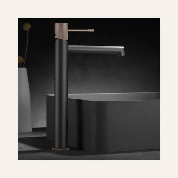 Mitigeur de Lavabo Bec Haut - Line Gris Mat / Champagne