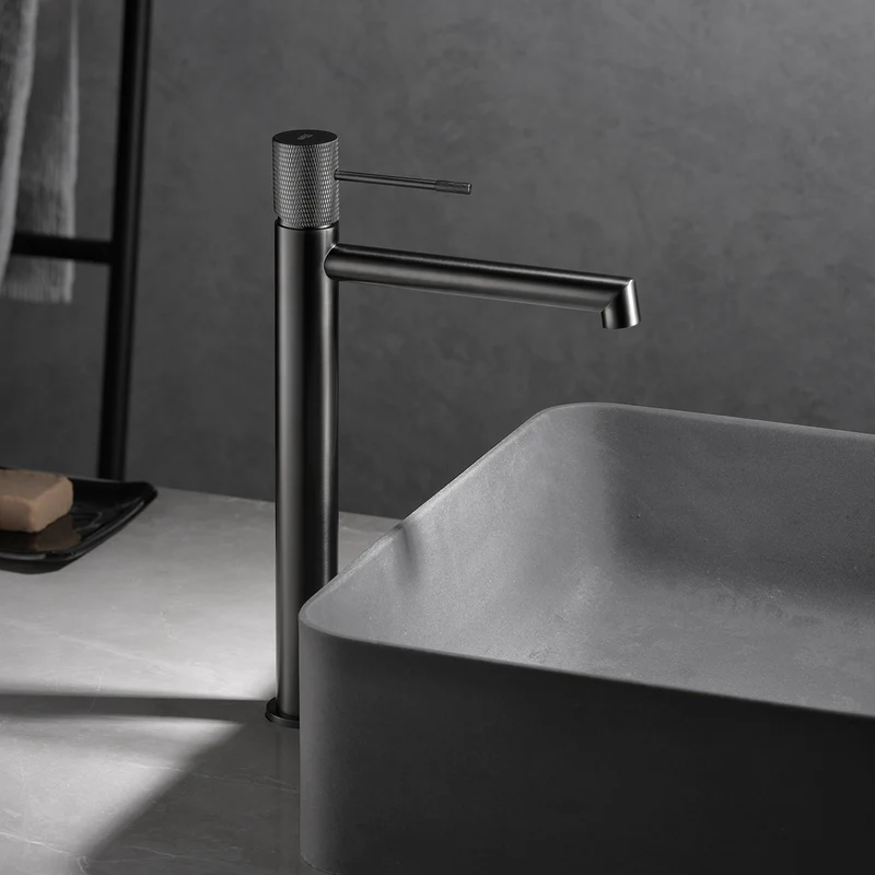 Mitigeur de Lavabo Bec Haut - Line Black Gun Metal