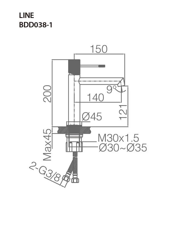 Mitigeur de Lavabo - Line Or Brossé