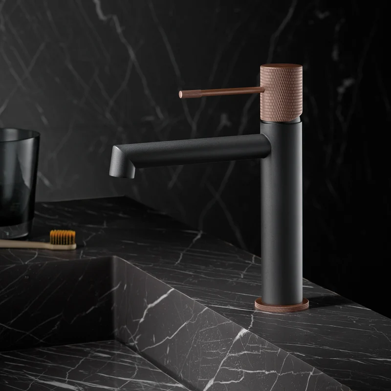 Mitigeur de Lavabo - Line Gris Mat / Champagne