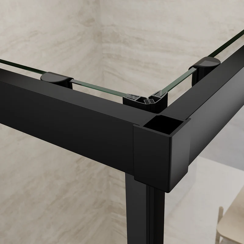 Cabine de douche d'angle, paroi de douche en verre trempé de sécurité de 5 mm, hauteur 195cm, noir