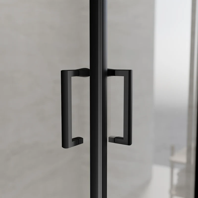 Cabine de douche d'angle, paroi de douche en verre trempé de sécurité de 5 mm, hauteur 195cm, noir