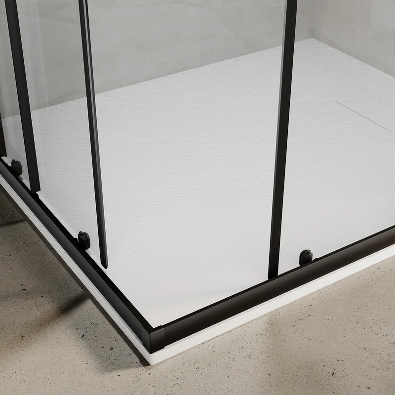 Cabine de douche d'angle, paroi de douche en verre trempé de sécurité de 5 mm, hauteur 195cm, noir