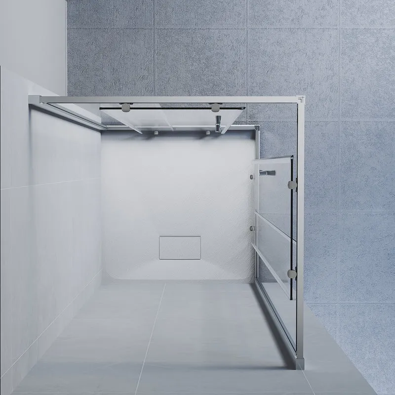 Cabine de douche, à entrée d'angle avec cadre en aluminium et verre trempé de sécurité de 6 mm
