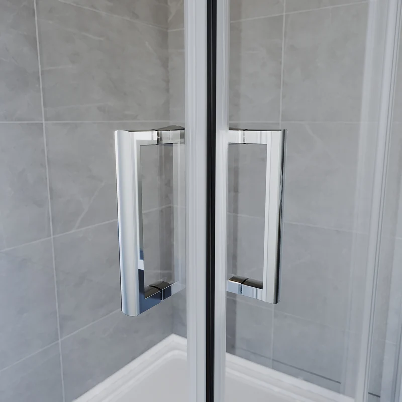 Cabine de douche, à entrée d'angle avec cadre en aluminium et verre trempé de sécurité de 6 mm