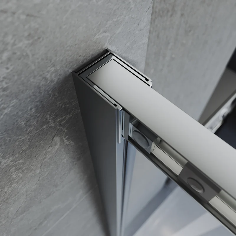 Cabine de douche, à entrée d'angle avec cadre en aluminium et verre trempé de sécurité de 6 mm