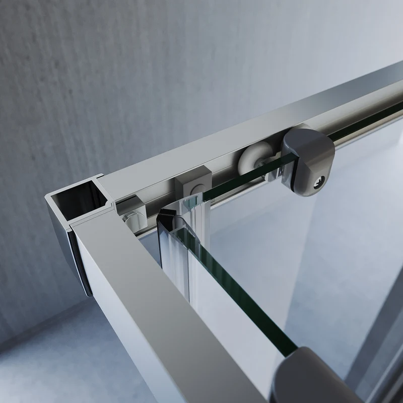 Cabine de douche, à entrée d'angle avec cadre en aluminium et verre trempé de sécurité de 6 mm