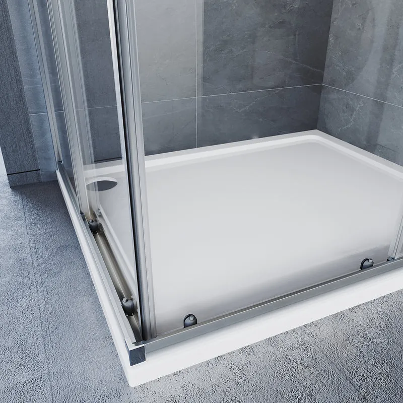 Cabine de douche, à entrée d'angle avec cadre en aluminium et verre trempé de sécurité de 6 mm
