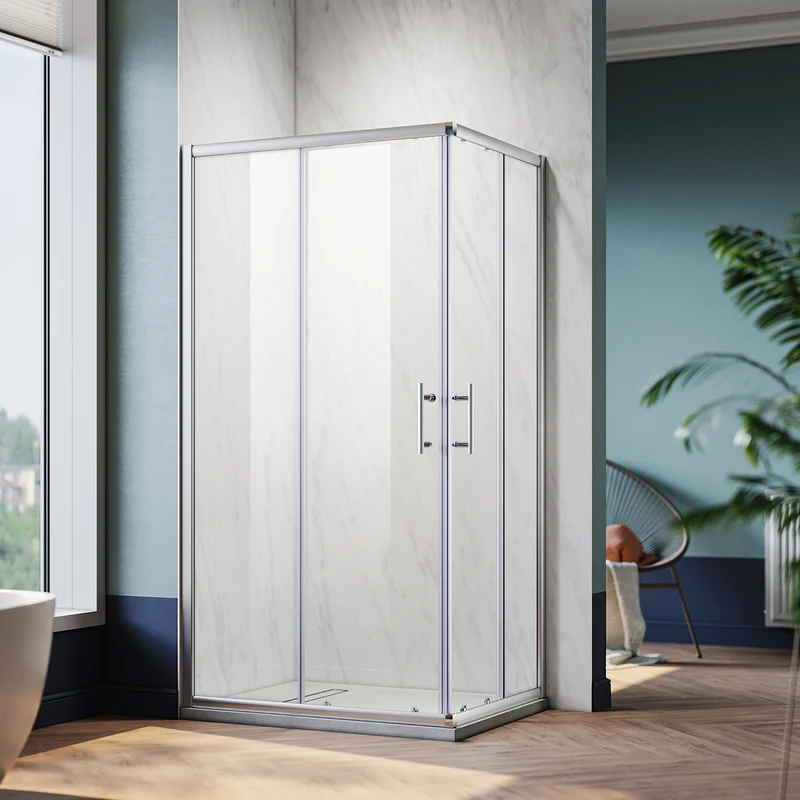Paroi de douche, accès d'angle double porte coulissante, cabine de douche taille 70-90cm hauteur 195cm