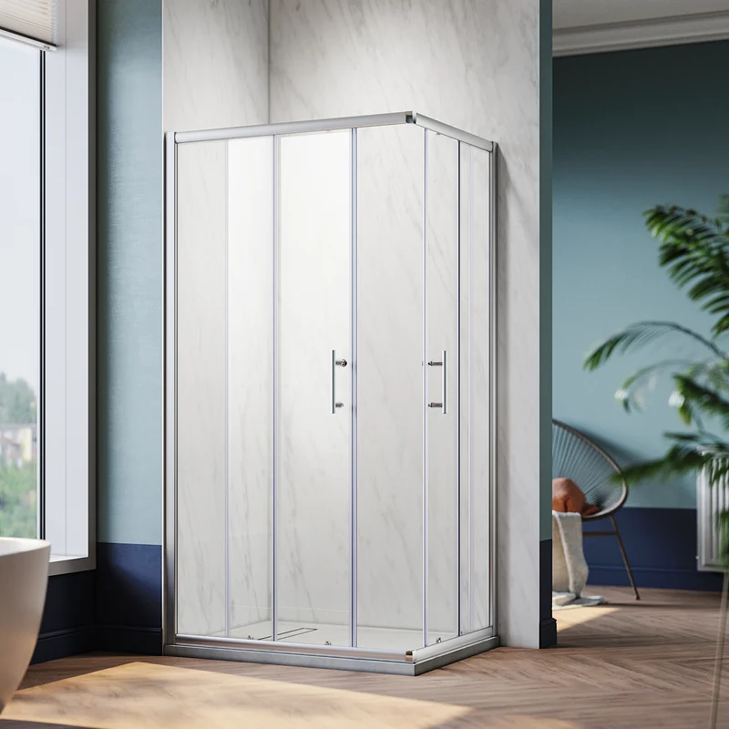 Paroi de douche, accès d'angle double porte coulissante, cabine de douche taille 70-90cm hauteur 195cm