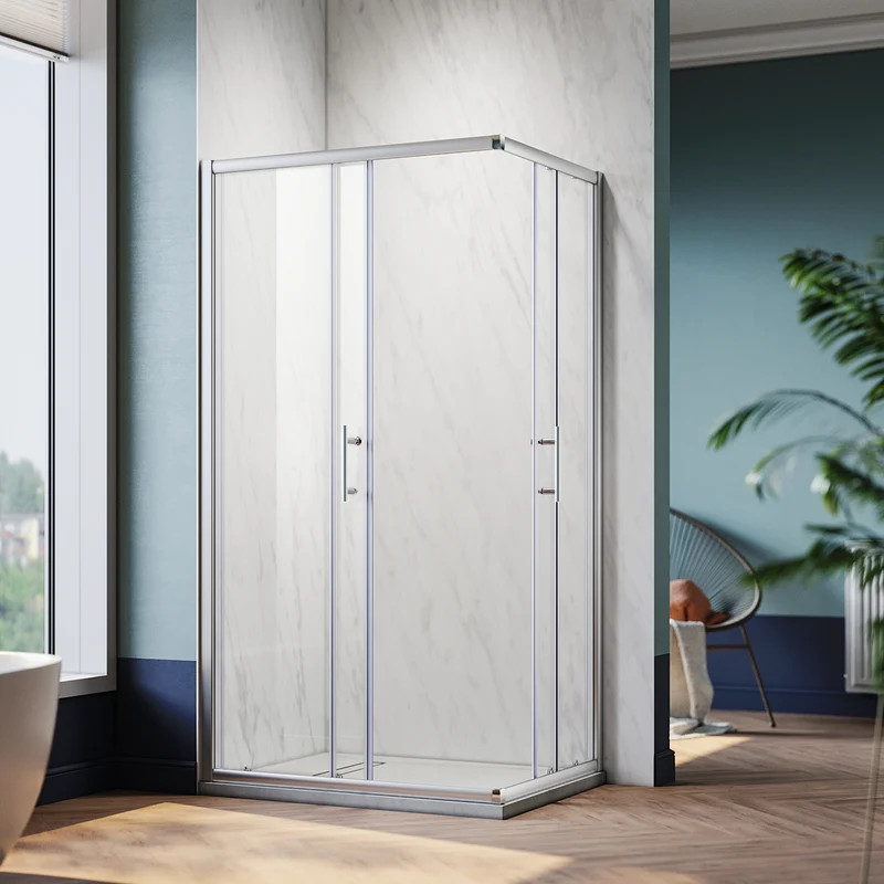 Paroi de douche, accès d'angle double porte coulissante, cabine de douche taille 70-90cm hauteur 195cm