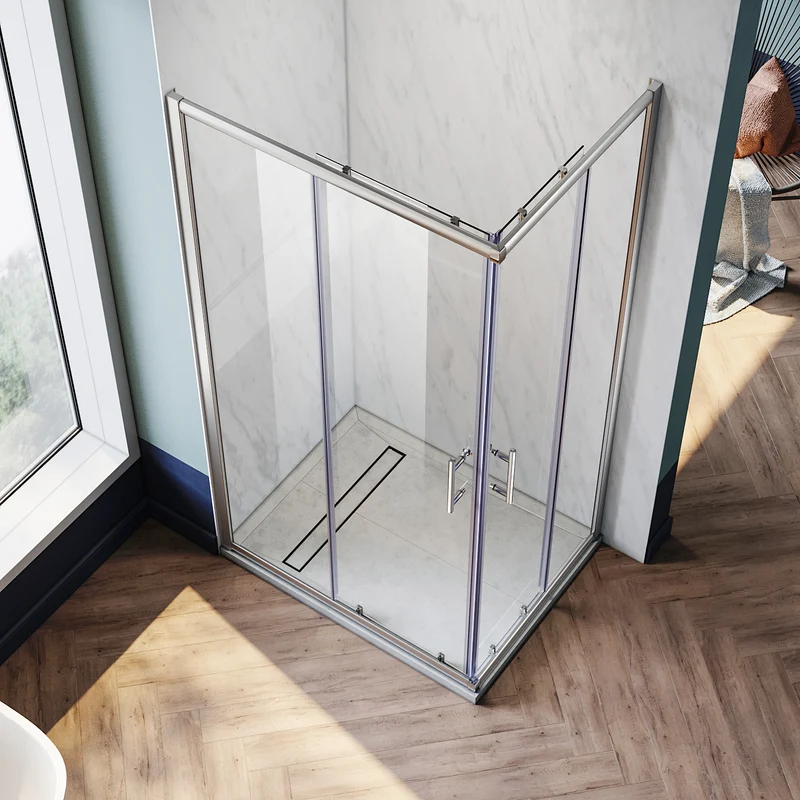 Paroi de douche, accès d'angle double porte coulissante, cabine de douche taille 70-90cm hauteur 195cm