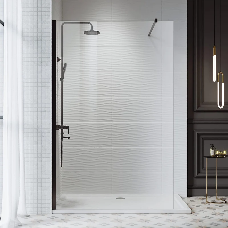 SIRHONA Paroi de douche italienne, 120x200 cm, transparent 8 mm verre nano trempé, Noir