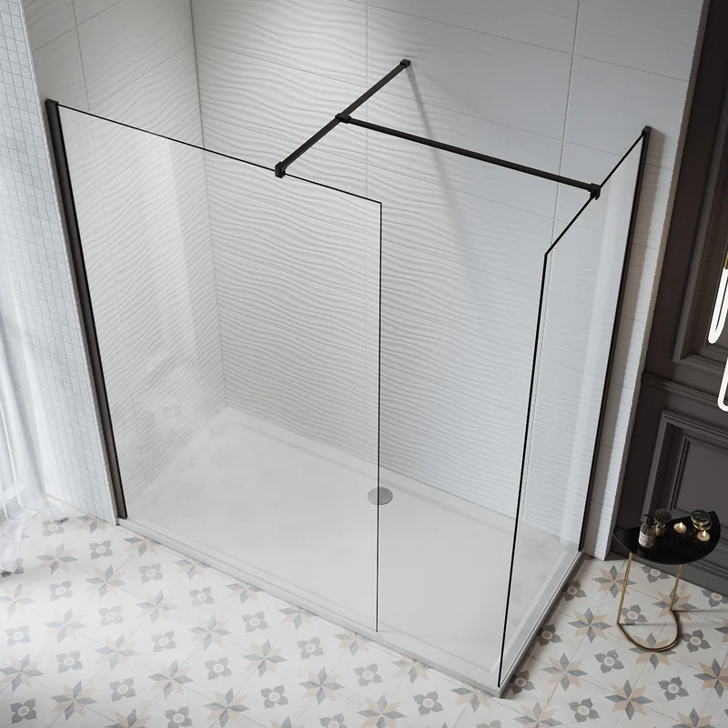 SIRHONA Paroi de douche italienne, 120x200 cm, transparent 8 mm verre nano trempé, Noir