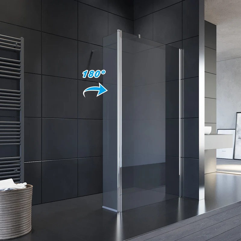 SIRHONA Paroi de douche italienne, 120x200 cm, transparent 8 mm verre nano trempé, Noir
