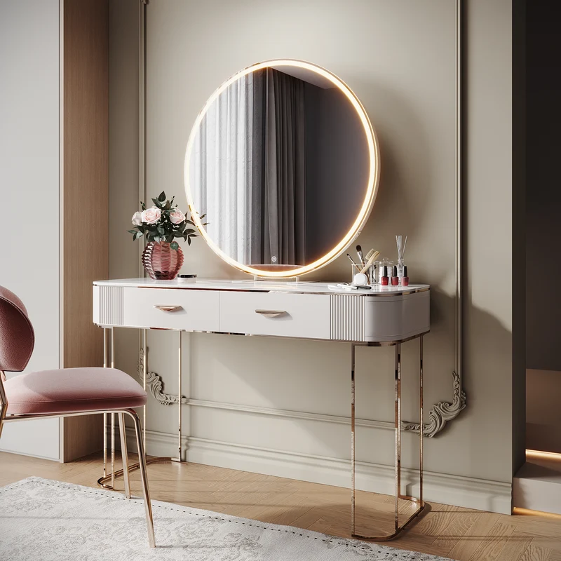 SIRHONA Miroir de maquillage LED, mural ou de table, 800 x 800 x 30mm
