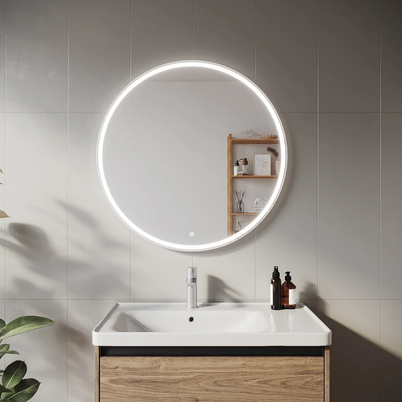 SIRHONA Miroir de maquillage LED, mural ou de table, 800 x 800 x 30mm