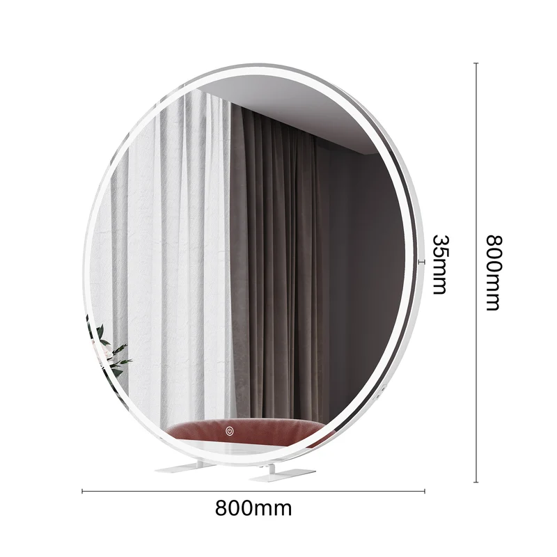 SIRHONA Miroir de maquillage LED, mural ou de table, 800 x 800 x 30mm