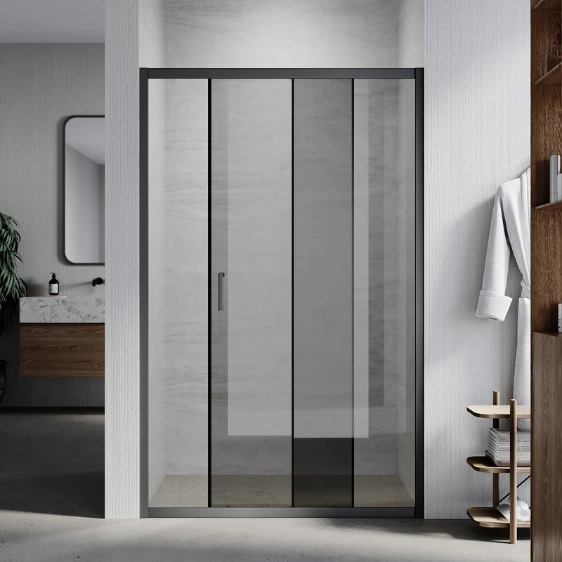 Portes de douche Paroi de douche coulissante avec cadre noir, taille 100/110/120cm hauter 185cm