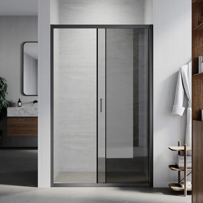 Portes de douche Paroi de douche coulissante avec cadre noir, taille 100/110/120cm hauter 185cm