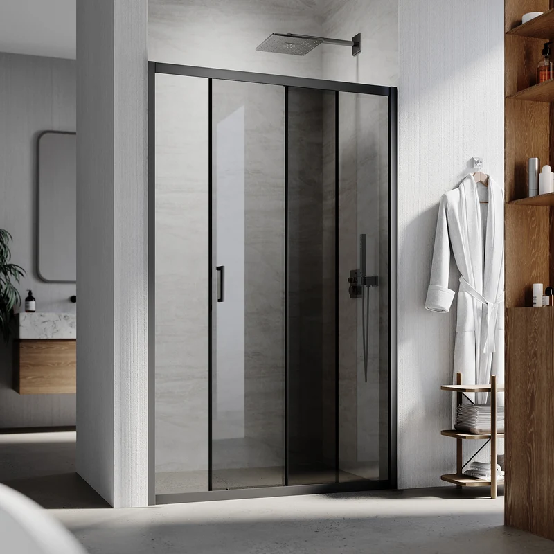 Portes de douche Paroi de douche coulissante avec cadre noir, taille 100/110/120cm hauter 185cm