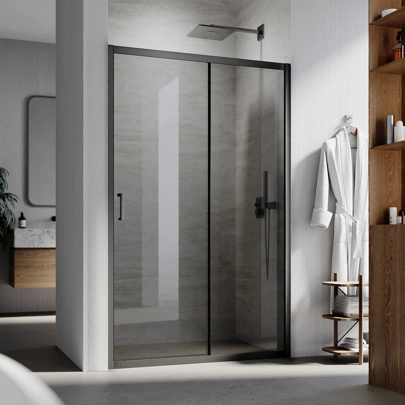 Portes de douche Paroi de douche coulissante avec cadre noir, taille 100/110/120cm hauter 185cm