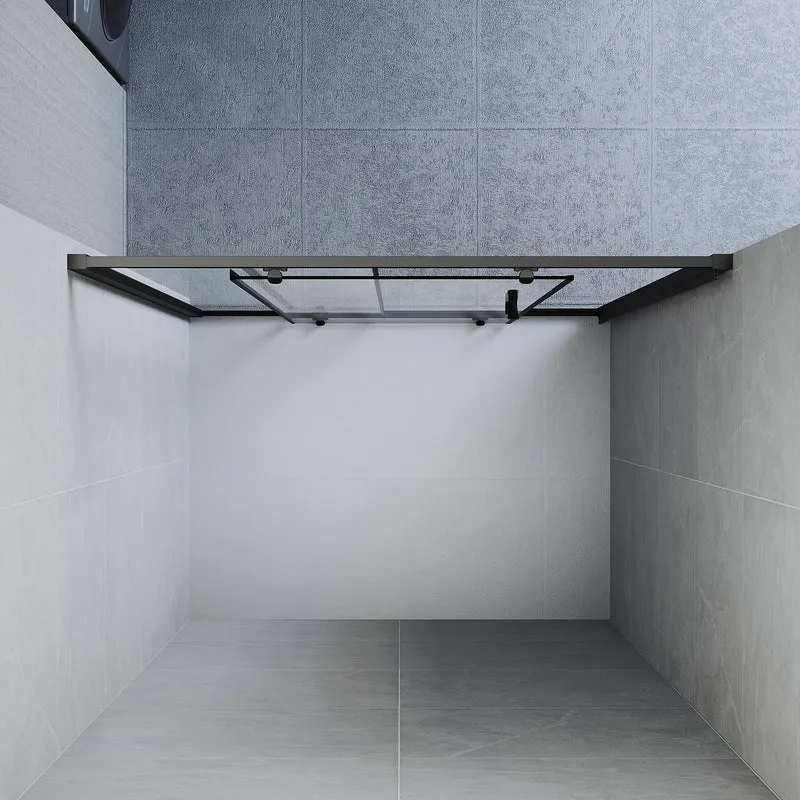 Portes de douche Porte coulissante avec cadre en aluminium, taille 100/110/120cm hauter 185cm noir