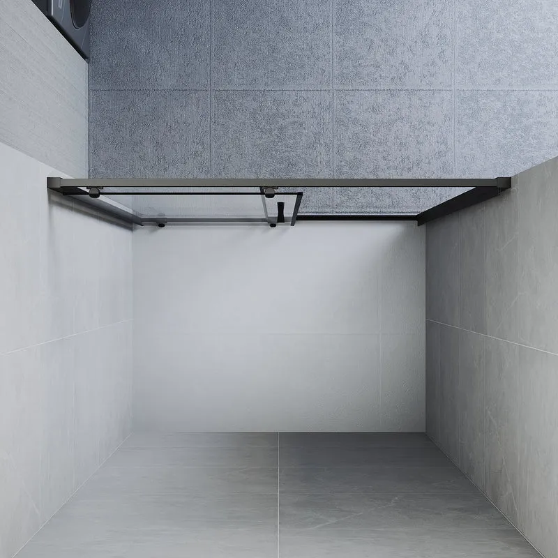 Portes de douche Porte coulissante avec cadre en aluminium, taille 100/110/120cm hauter 185cm noir