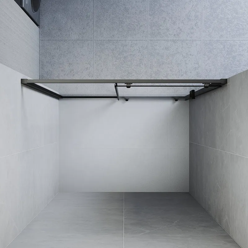 Portes de douche Porte coulissante avec cadre en aluminium, taille 100/110/120cm hauter 185cm noir