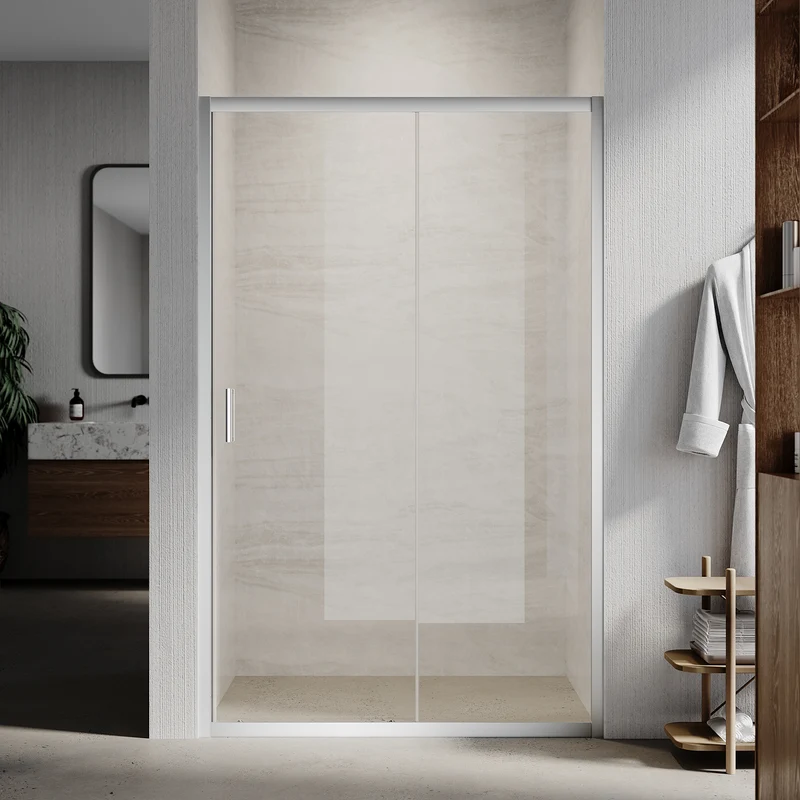 Portes de douche Porte coulissante avec cadre en aluminium, taille 100-170cm hauter 185cm