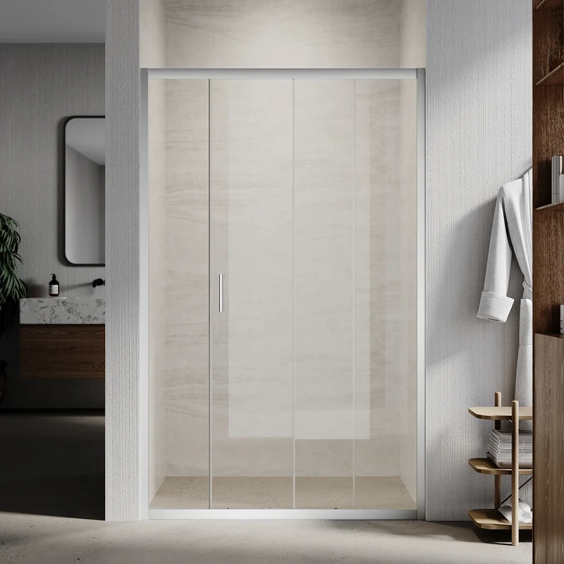 Portes de douche Porte coulissante avec cadre en aluminium, taille 100-170cm hauter 185cm