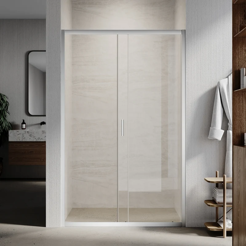 Portes de douche Porte coulissante avec cadre en aluminium, taille 100-170cm hauter 185cm