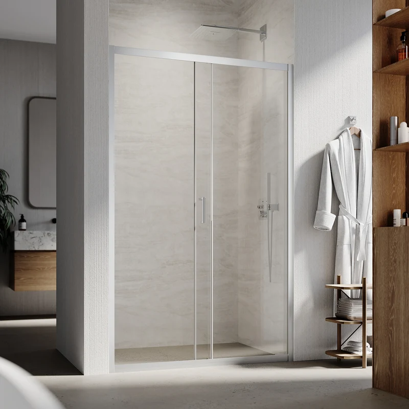 Portes de douche Porte coulissante avec cadre en aluminium, taille 100-170cm hauter 185cm
