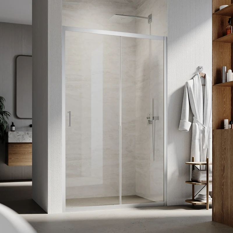 Portes de douche Porte coulissante avec cadre en aluminium, taille 100-170cm hauter 185cm
