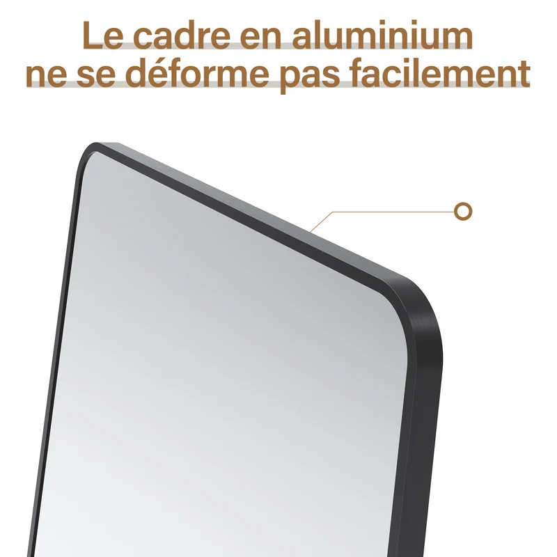 SIRHONA Miroir de maquillage moderne installation murale ou verticale 1600 x 600 x 28mm